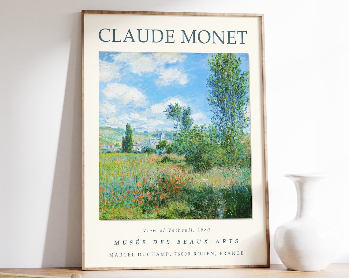 Claude Monet View of Vetheuil Vintage French Art Print