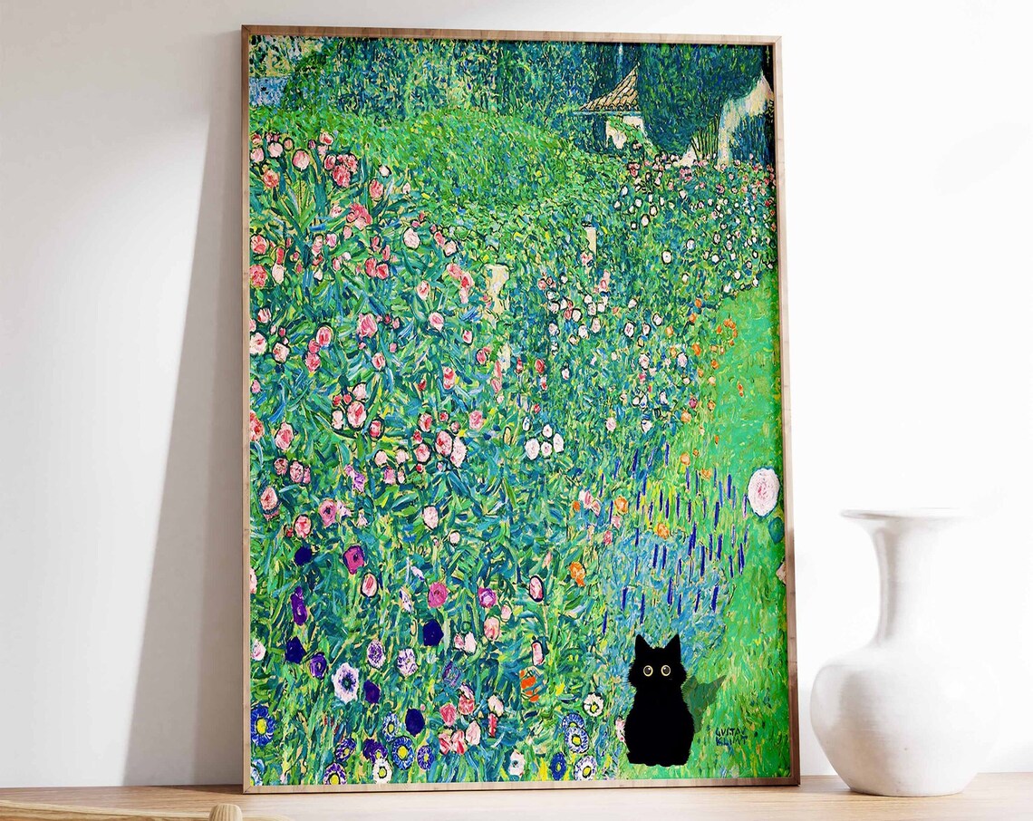 Gustav Klimt Cat Print, Italian Horticultural Landscape