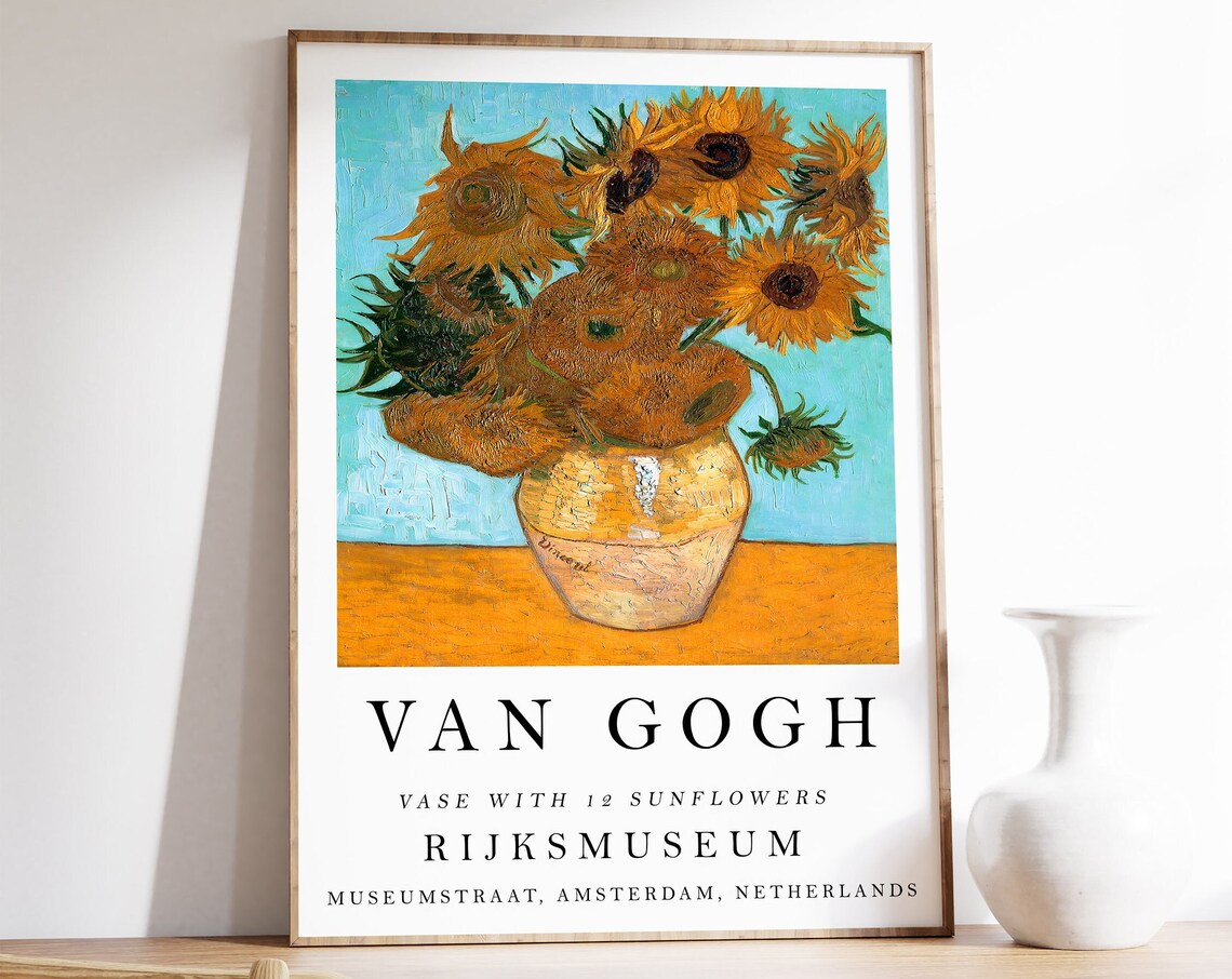 Van Gogh Vase with 12 Sunflowers Rijksmuseum Amsterdam Museum Poster