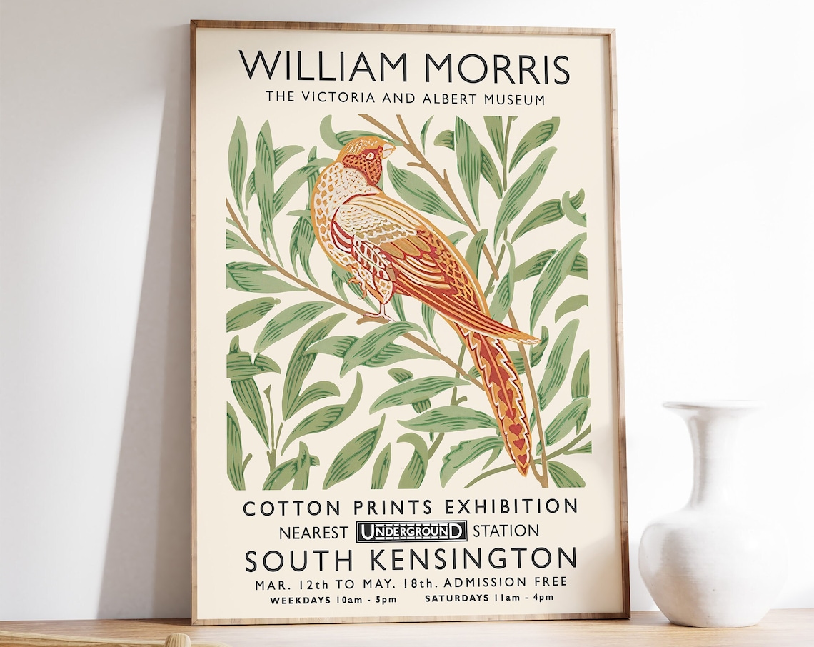 William Morris Floral Bird Vintage Poster Print