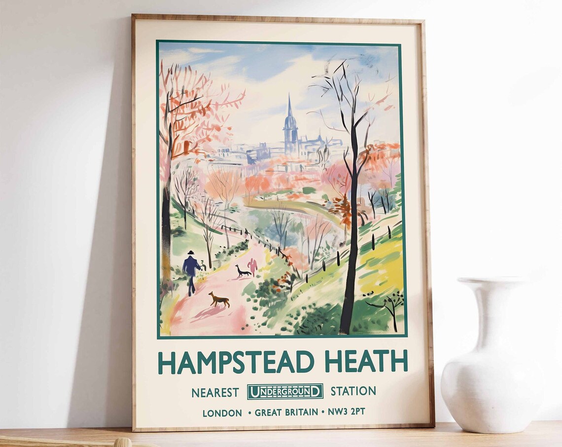 Hampstead Heath London Print, William Morris Garden Style