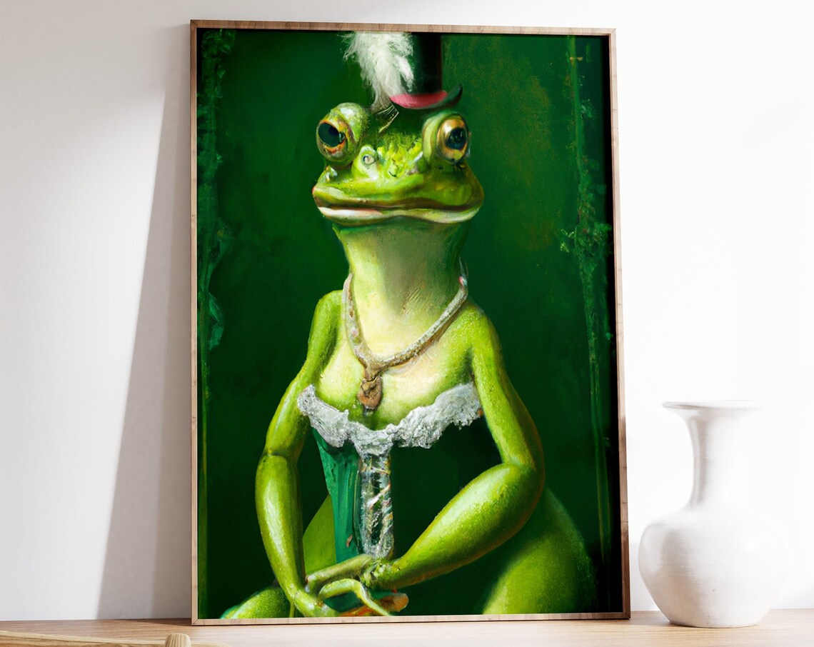 Vintage Frog Portrait, Renaissance Style Art Print