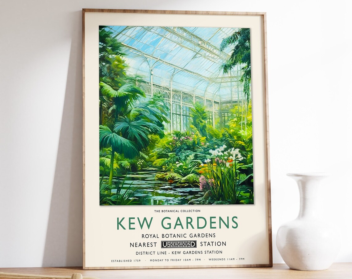 Kew Gardens London, Vintage Botanical Art Print