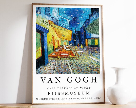 Van Gogh Exhibition Poster Cafe Terrace At Night Wall Art Decor Scenery Nature Abstract Vintage Gift