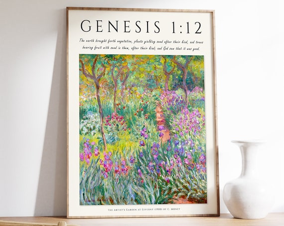 Bible Verse Poster, Monet-Inspired Garden At Giverny