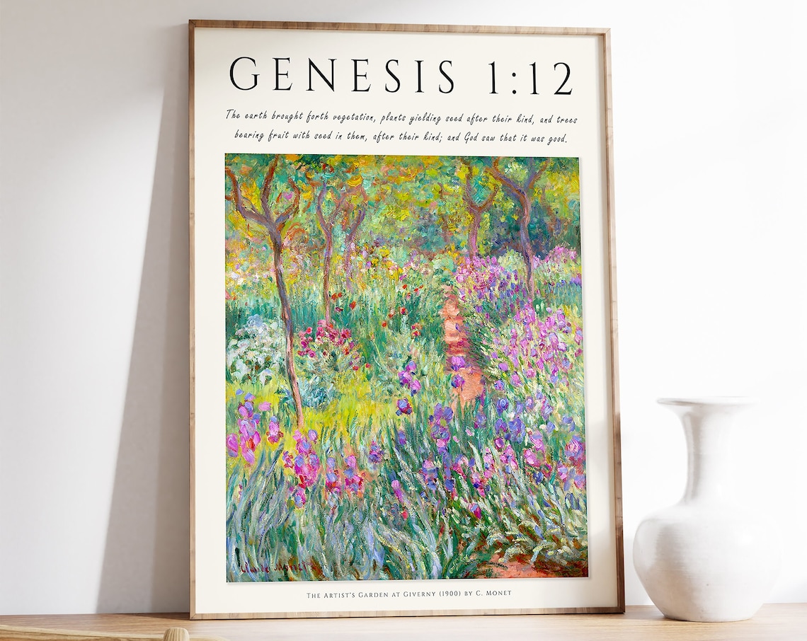 Bible Verse Poster, Monet-Inspired Garden At Giverny
