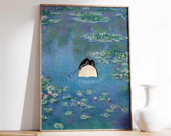 Monet Waterlily Frog Print Claude Monet Frog Poster Matsumoto Hoji Japanese Frog Animal Art Floral Print Funny Print Wall Art Decor