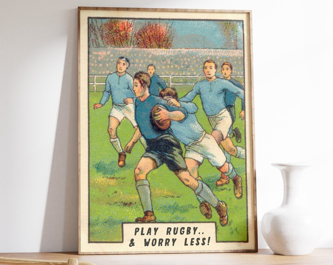 Rugby Vintage Sports Art Print, Retro Outdoor Hobby