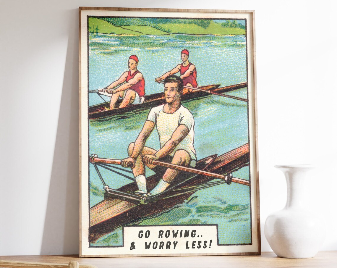 Rowing Vintage Sports Art Print, Retro Hobbies