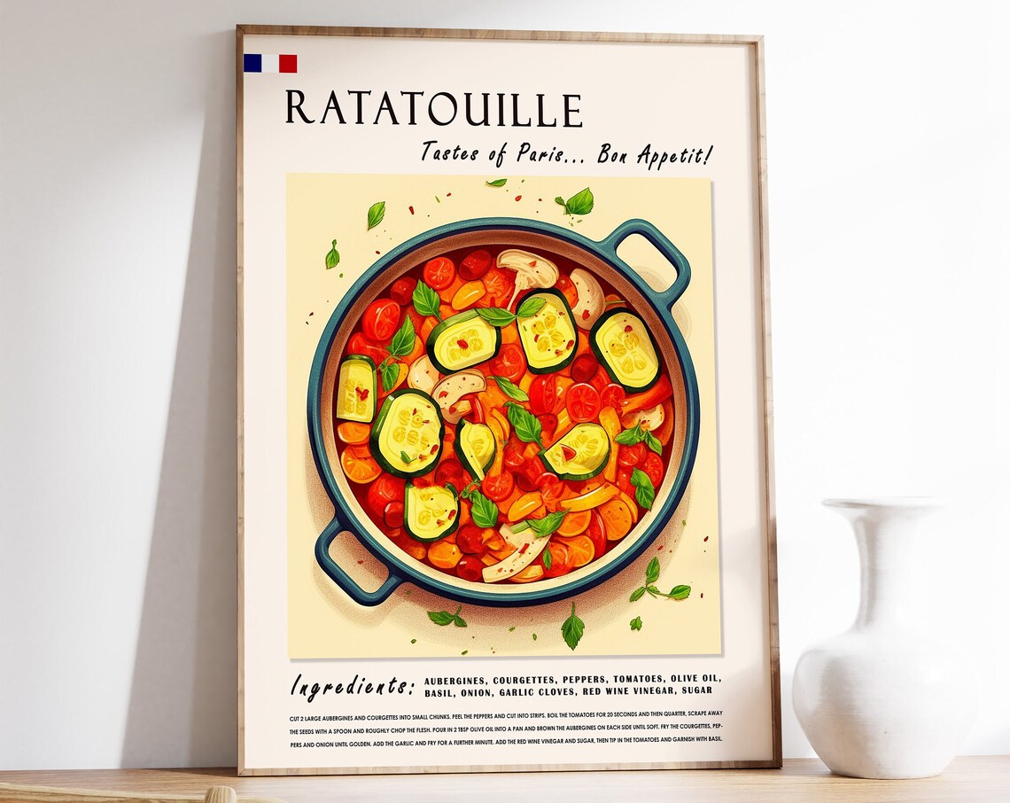 Ratatouille French Recipe Kitchen Food Poster Tastes Of Paris Dish