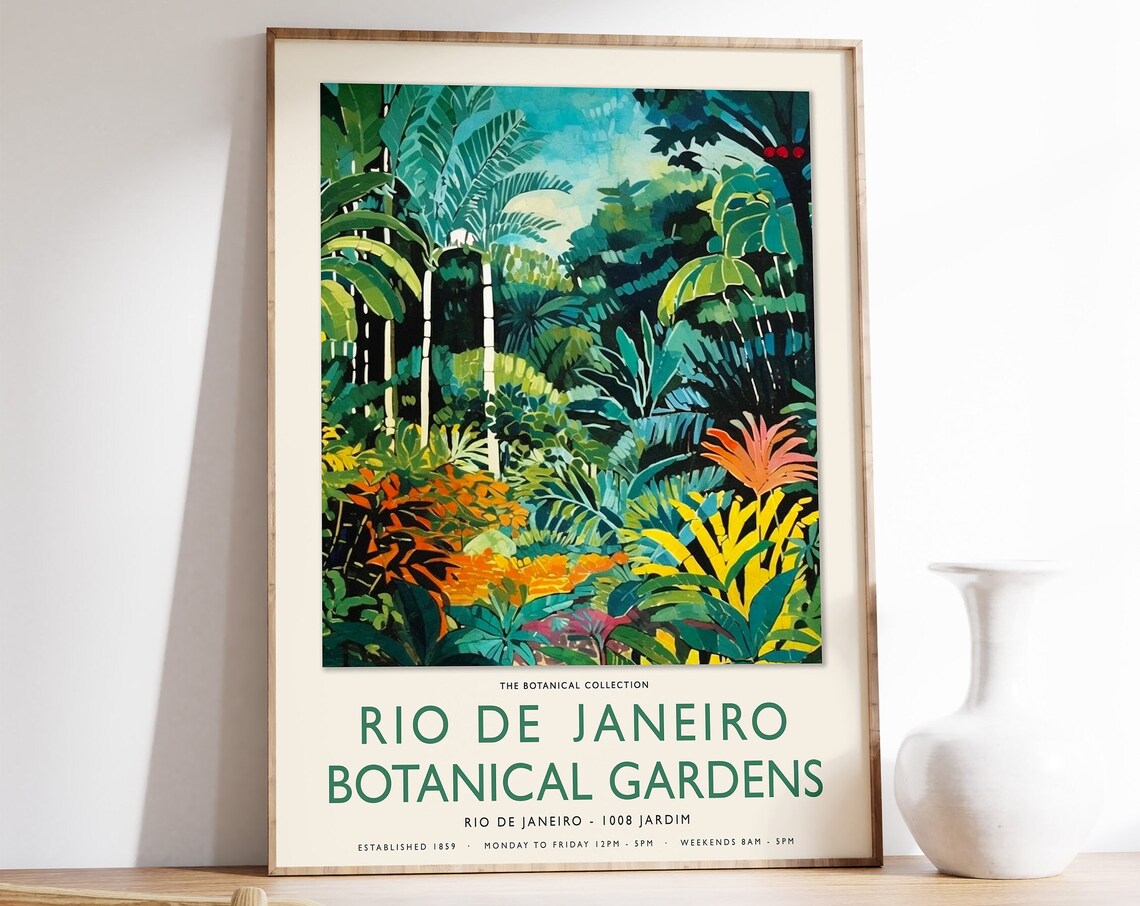 Rio de Janeiro Botanical Gardens Tropical Travel Exhibition Poster