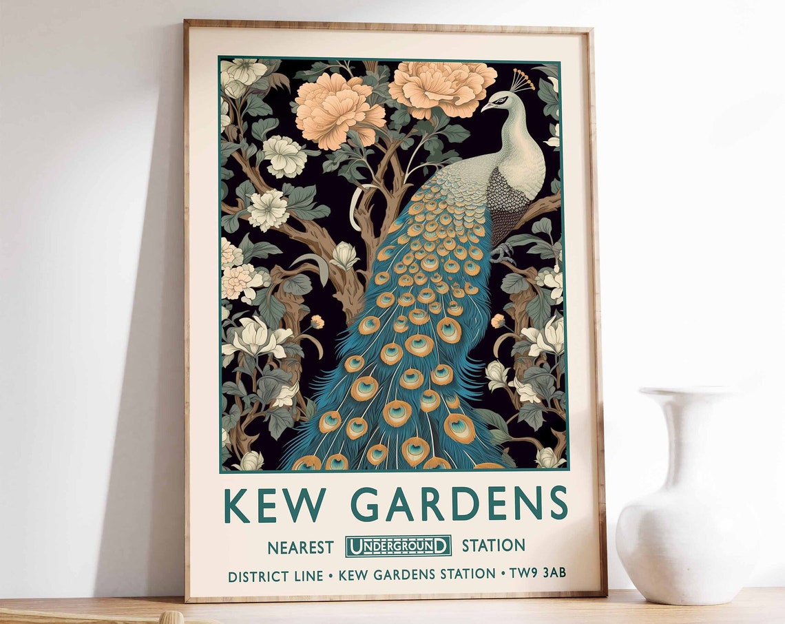 Kew Gardens London Single Peacock Blossoms Underground Station Poster