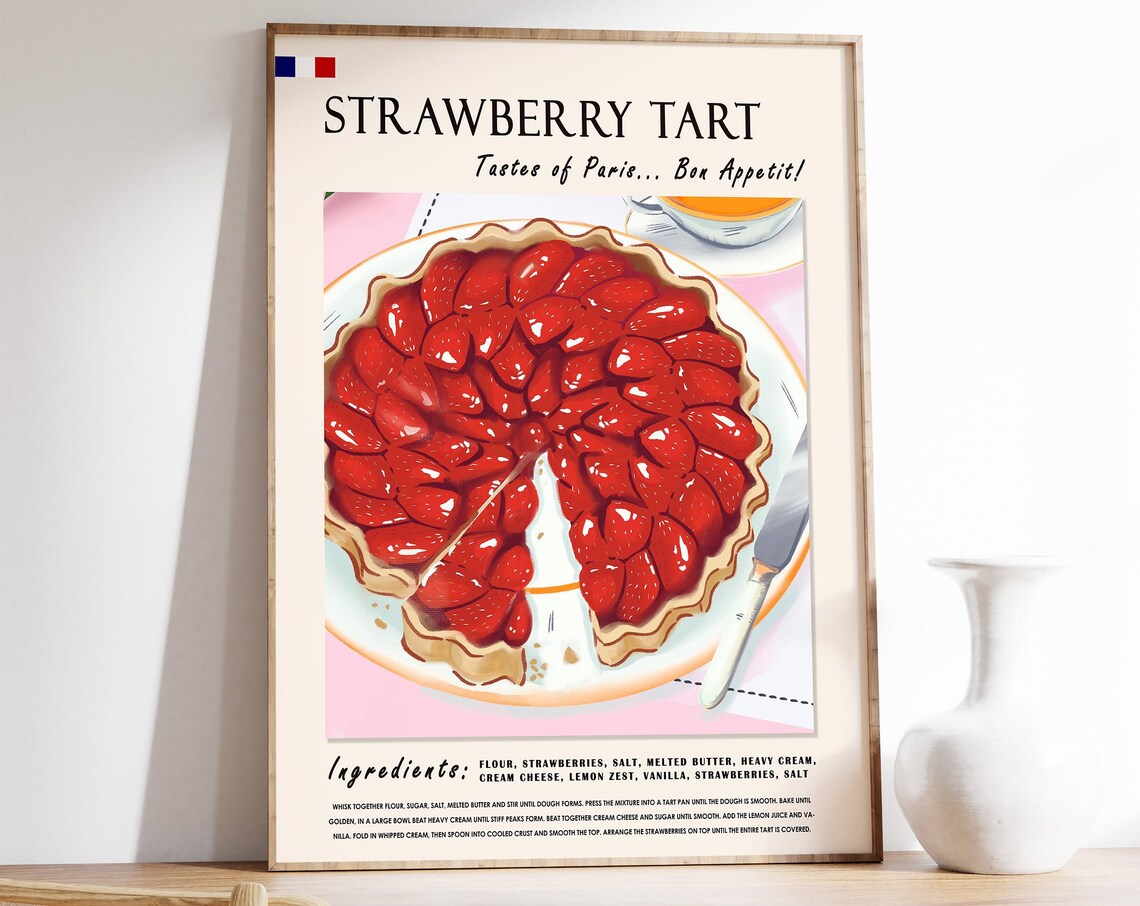 Strawberry Tart French Recipe Poster Tastes Of Paris Bon Appetit