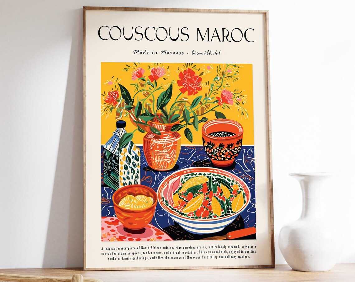 Moroccan Food Poster, Islamic Kitchen Art Print