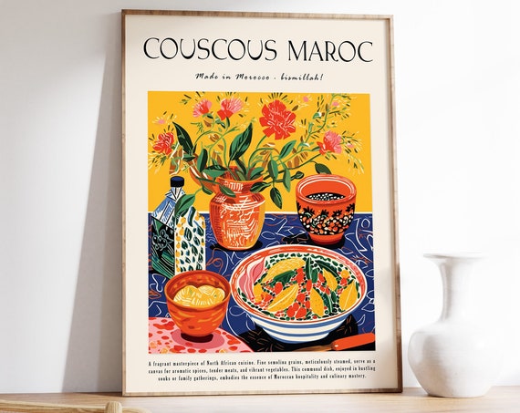 Moroccan Food Poster, Islamic Kitchen Art Print