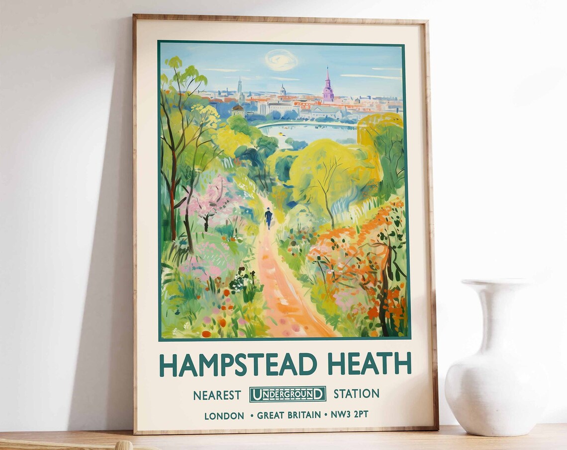 Hampstead Heath London Vintage Floral Art Print