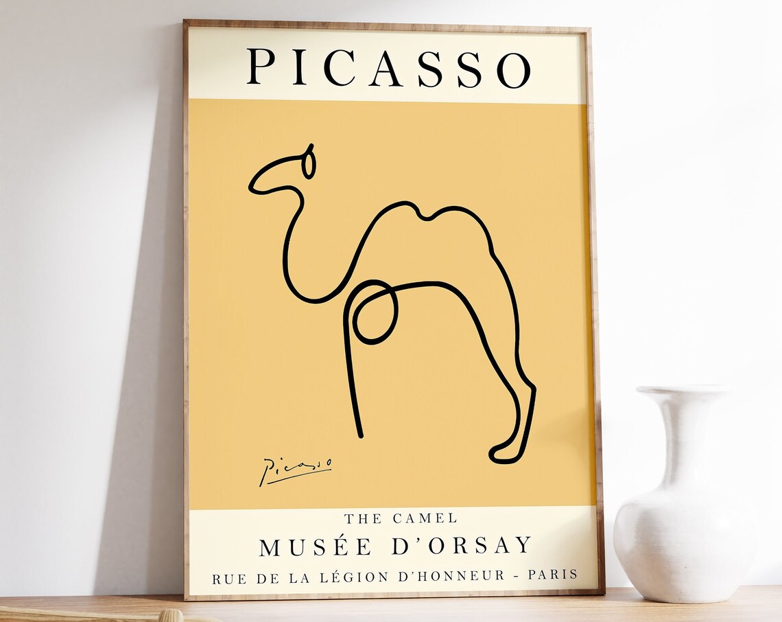 Picasso Exhibition Poster, Vintage Minimalist Line Art