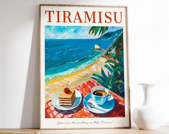 Food Print Tiramisu Poster Dessert Poster Italian Food Art Vintage Food Print Food Drink Art Kitchen Decor Poster For Kitchen