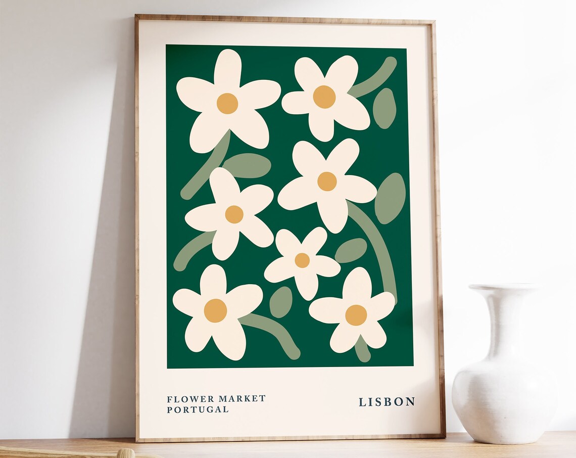 Flower Market Lisbon Portugal Daisy Floral Travel Chic Poster