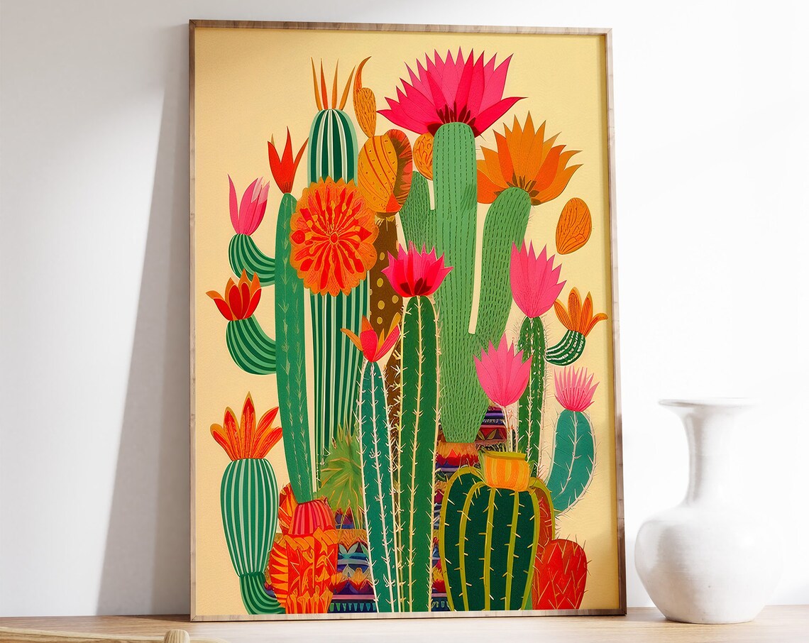 Vintage Mexican Cactus Art Print, Latin Decor