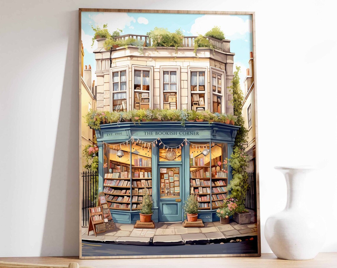 Vintage Book Store Poster, Book Lovers Art Print