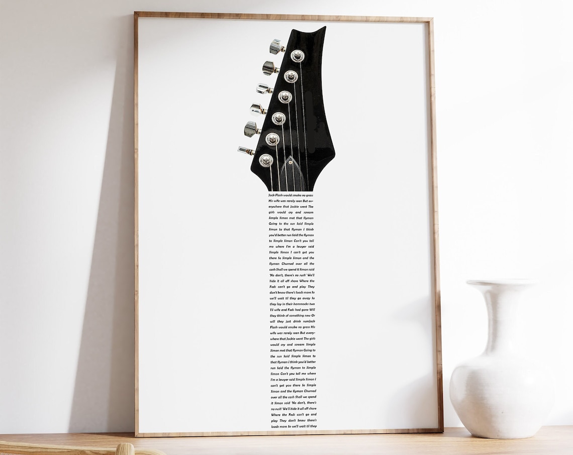 Custom Guitar Lyrics Print, Personalized Music Poster
