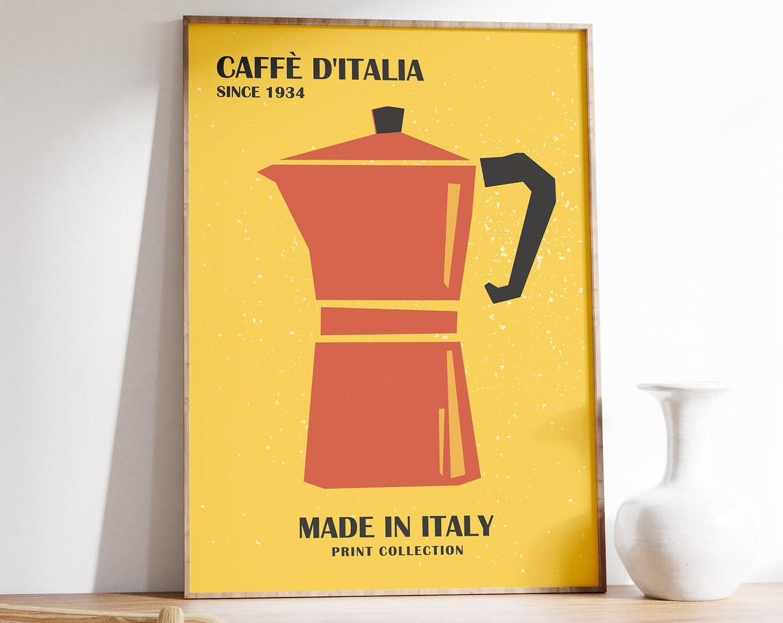 Italian Coffee Vintage Travel Poster, Coffee Art