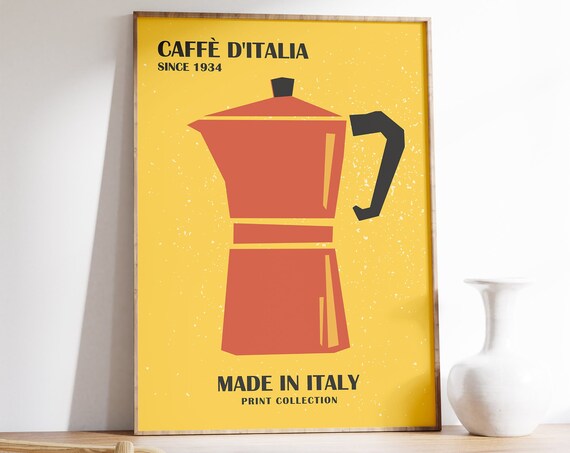 Italian Coffee Vintage Travel Poster, Coffee Art