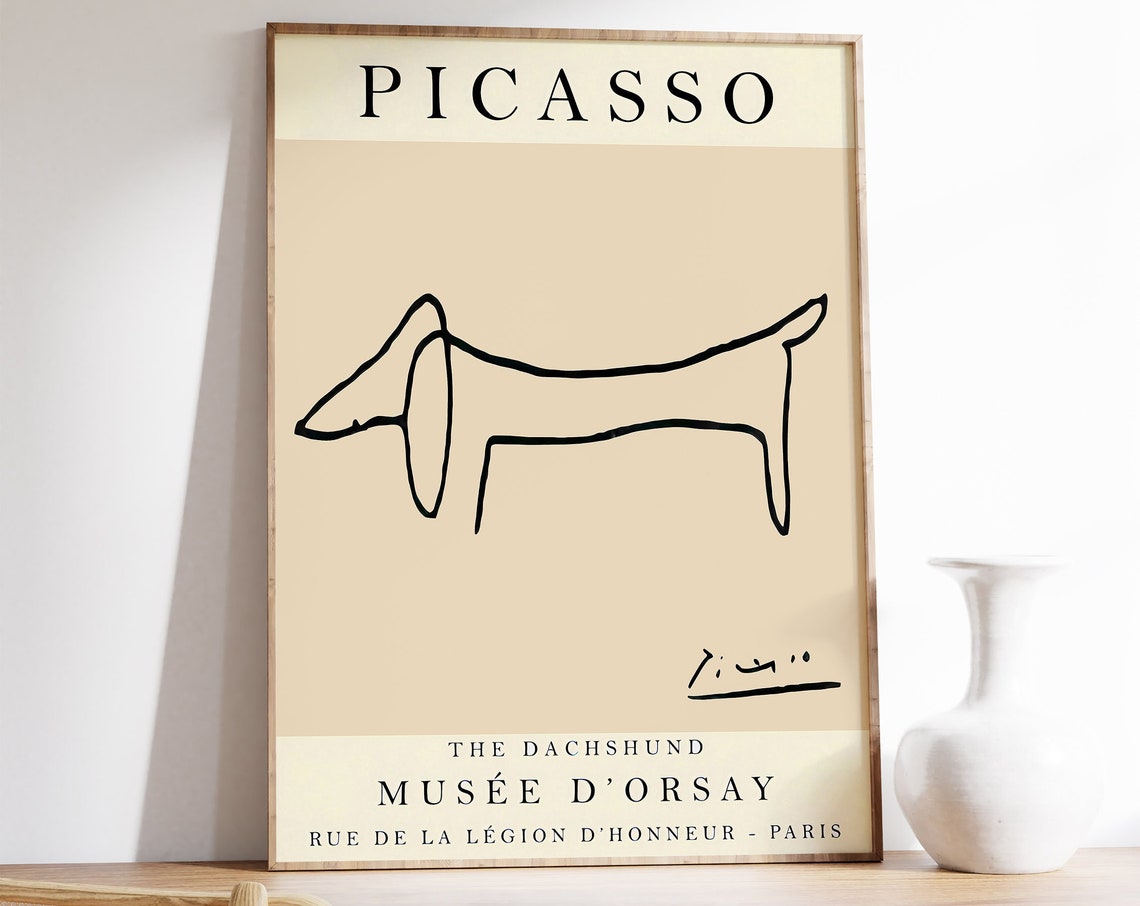 Pablo Picasso The Dachshund Dog Minimalist Line Drawing Poster