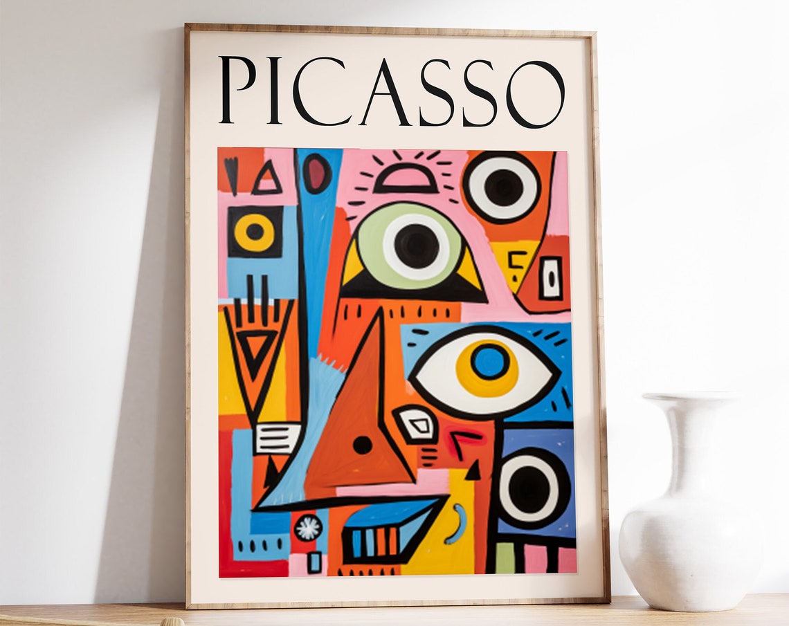 Picasso Abstract Faces Colorful Modern Cubist Style Gallery Poster