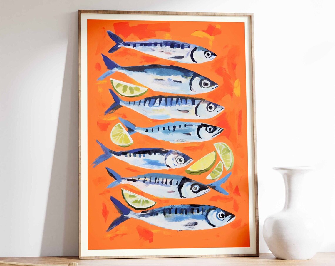 Vintage Fish Art Print, Seafood Kitchen Decor