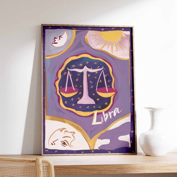 Libra Poster Star Sign Poster Zodiac Print Birthday Gift Celestial Poster Astrology Art Boho Decor Bedroom Decor Spiritual Wall Art