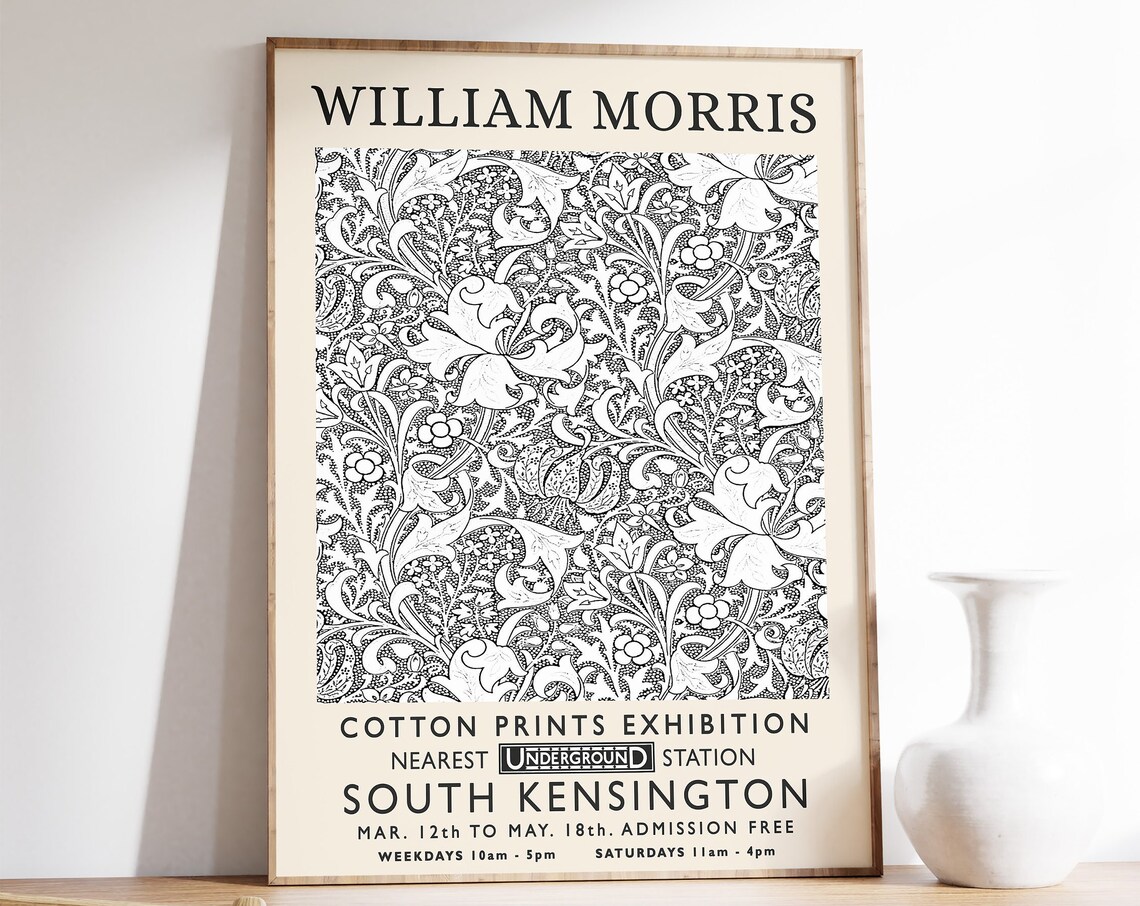 William Morris South Kensington Exhibition Vintage Floral Art Poster