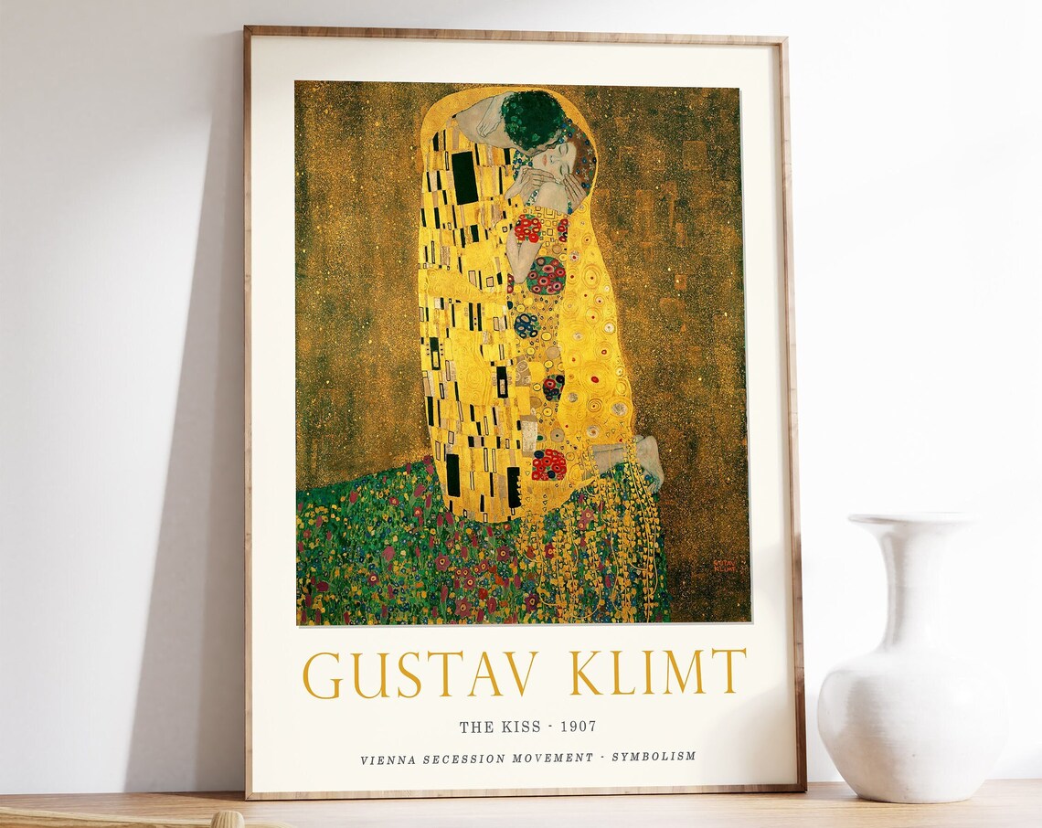 Gustav Klimt The Kiss 1907 Art Nouveau Vintage Art Sunny Poster