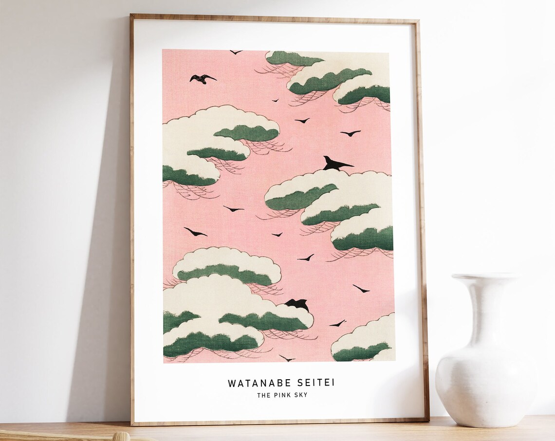 The Pink Sky by Wantabe Seitei, Japanese Art Print
