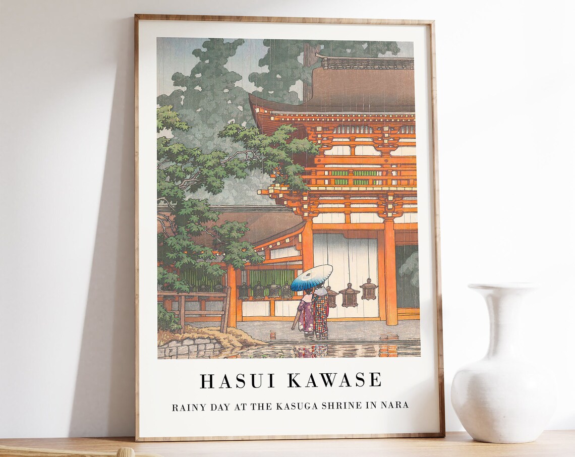 Hasui Kawase Rainy Day Kasuga Shrine Art Print