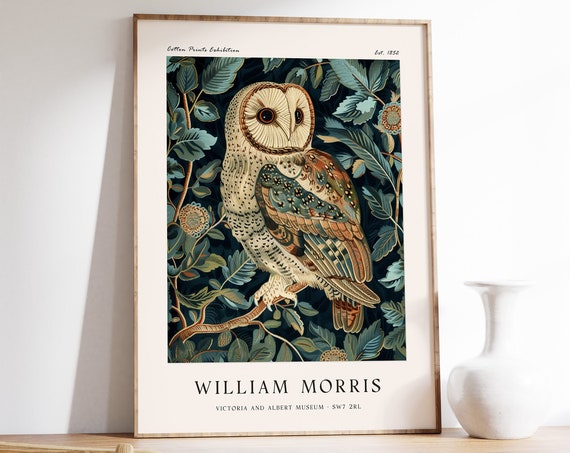 William Morris Print William Morris Exhibition Poster Kew Gardens Print London Print William Morris Poster Vintage Wall Art Owl Art