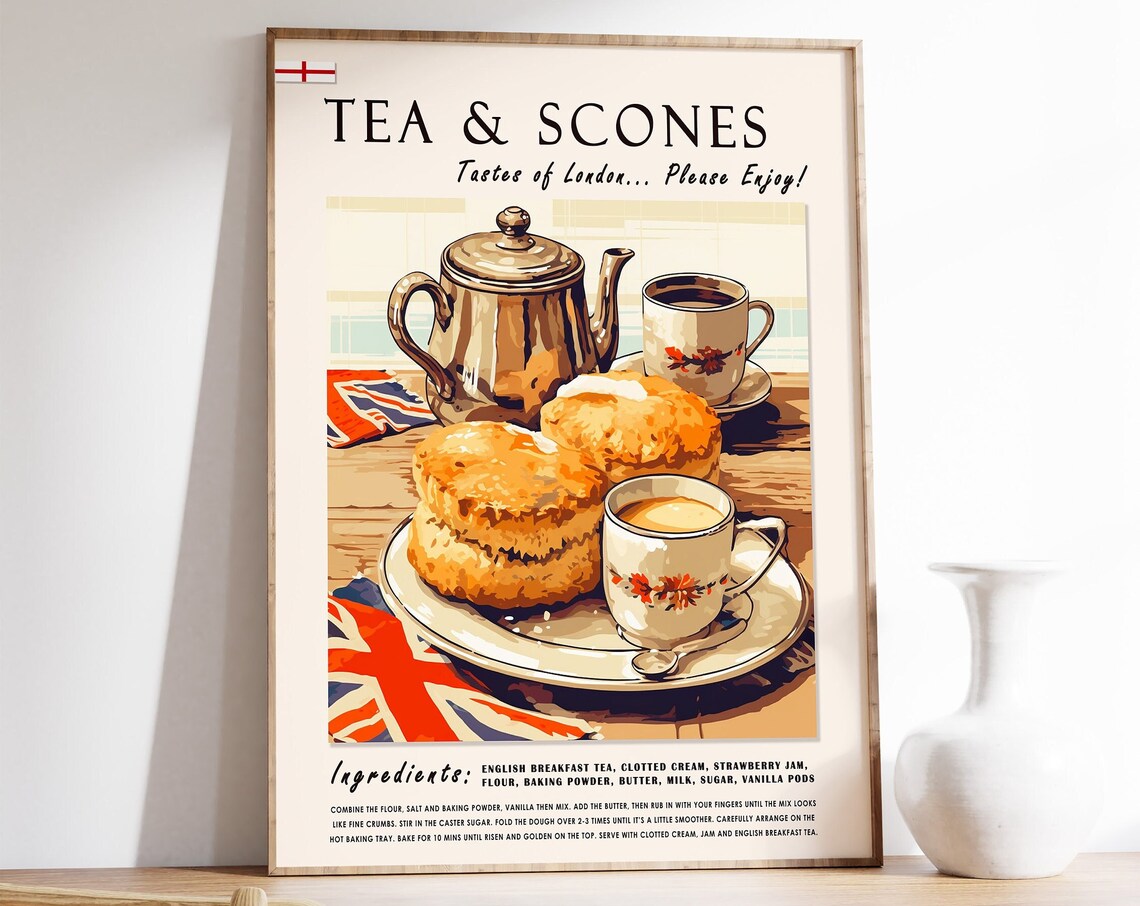 British Tea and Scones Kitchen Art Print