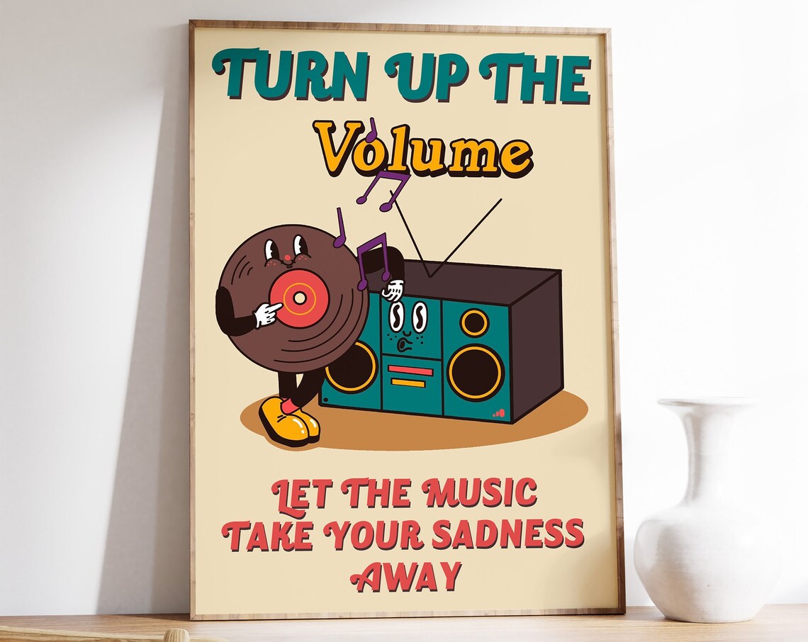 Retro 70s Music Poster, Psychedelic Decor
