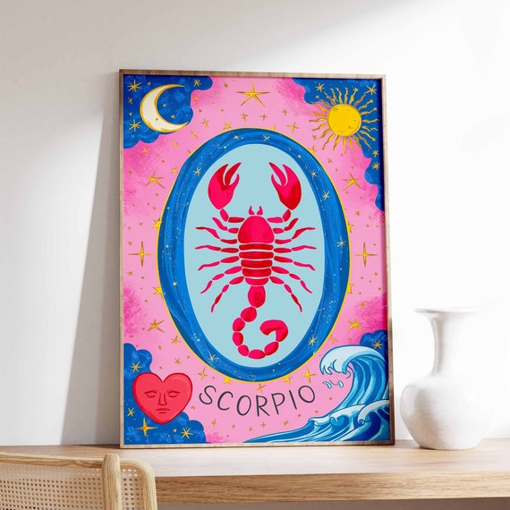 Scorpio Poster Star Sign Poster Zodiac Print Birthday Gift Celestial Poster Astrology Art Boho Decor Bedroom Decor Spiritual Art