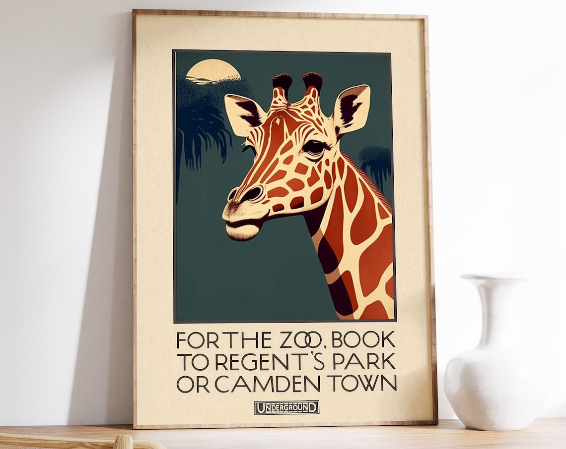 London Zoo Vintage Travel Poster Art Print
