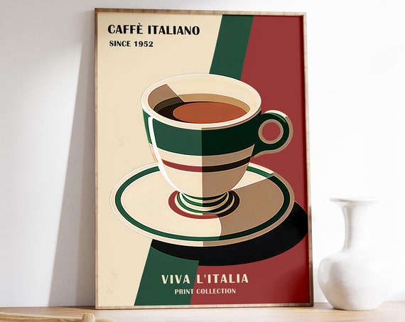 Italian Coffee Poster Coffee Illustration Print Kitchen Decor Vintage Coffee Print Italian Travel Decor Vintage Illustrations Gift