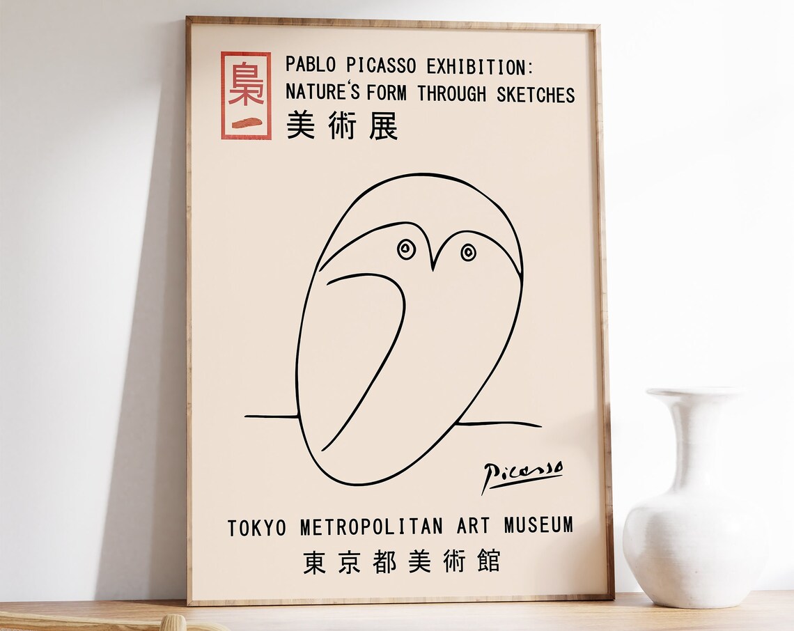 Picasso Owl Vintage Minimalist Art Print