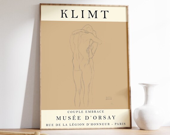 Gustav Klimt Couple Embrace Vintage Art Print