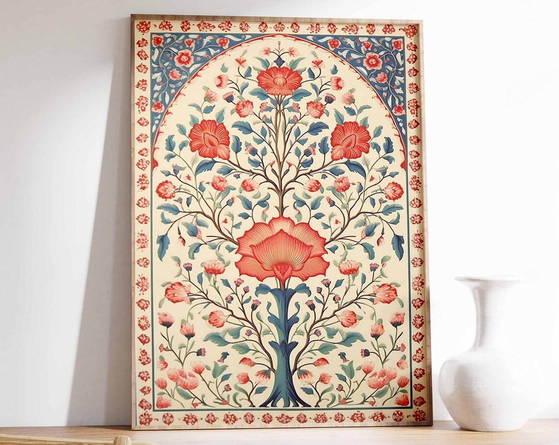 Indian Floral Tree of Life Mughal Vintage Botanical Art Print