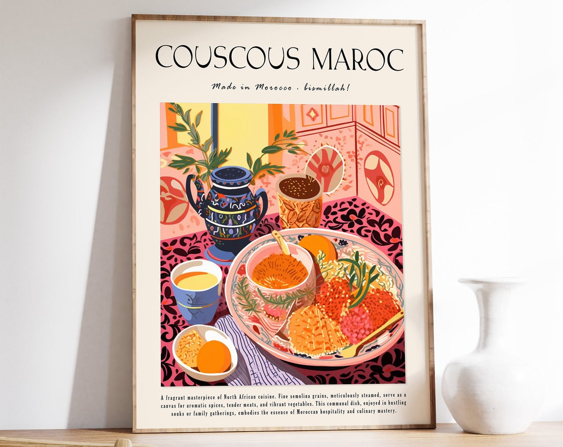 Couscous Maroc Made In Morocco Bismillah Kitchen Art Poster Gift