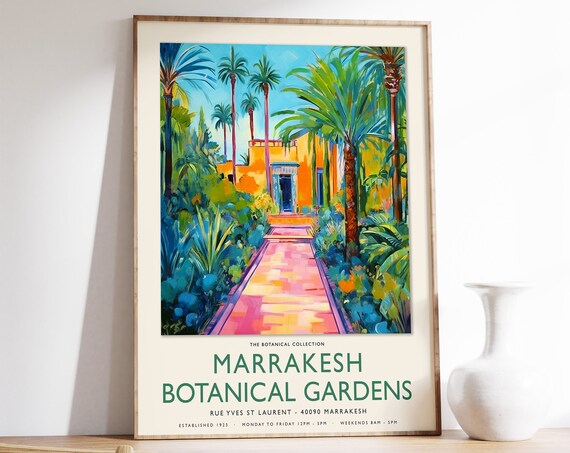 William Morris Print Marrakesh Botanical Gardens Art Morocco Poster Henri Roussea Poster Vintage Botanical Wall Art Vintage Floral Art