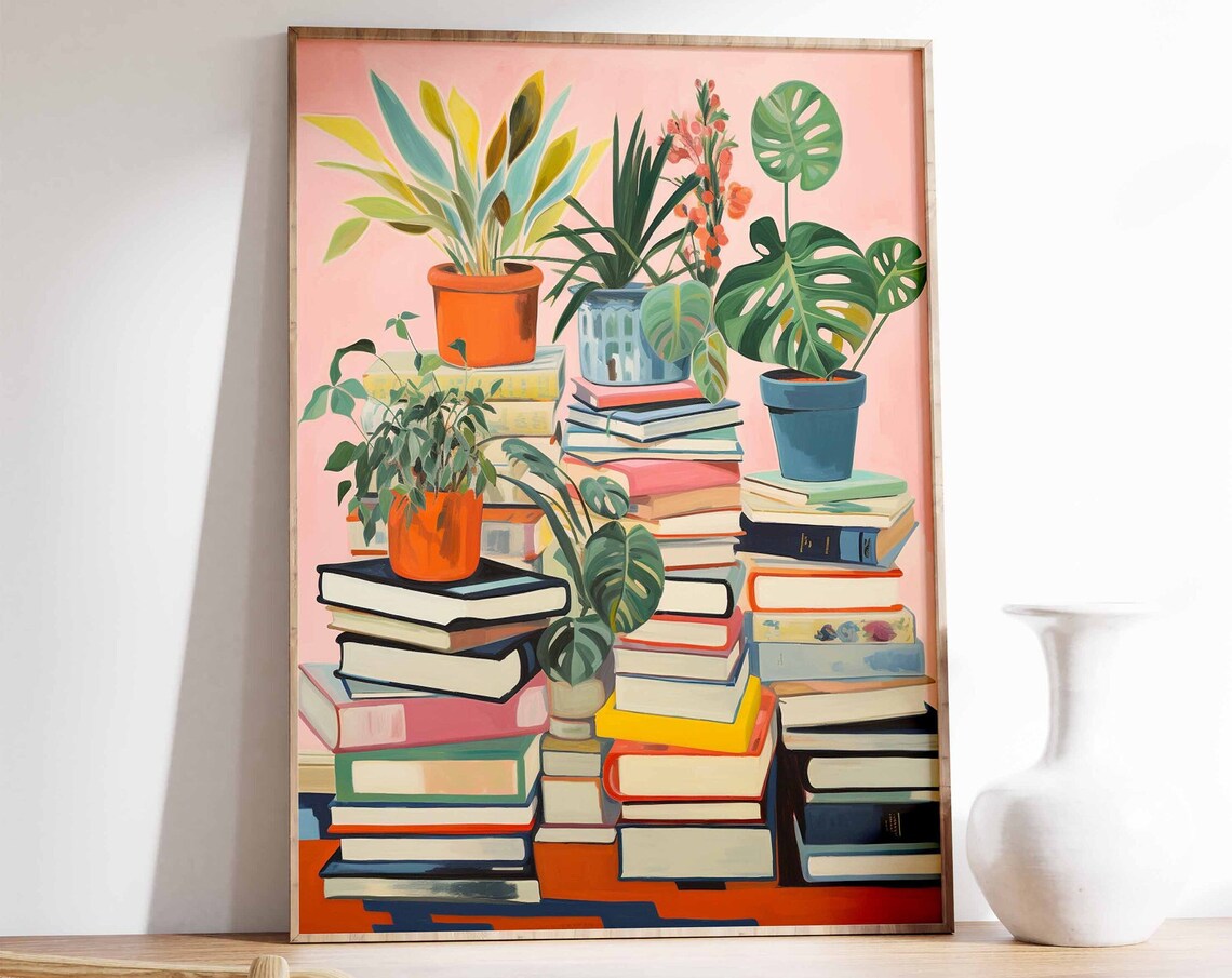 Vintage Library Poster, Antique Book Shop Art Print