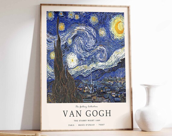 Van Gogh Poster The Starry Night Van Gogh Print Landscape Art Exhibition Print Van Gogh Decor Floral Wall Art Famous Artwork Poster