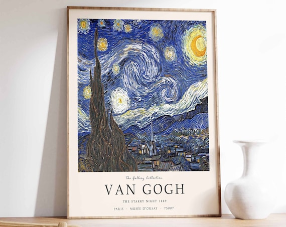 Van Gogh The Starry Night 1889 Swirling Moonlit Night Sky Art Print